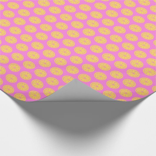 Schattig Sinaasappel Heet Roze Modern Fruit Patter Cadeaupapier (Hoek)