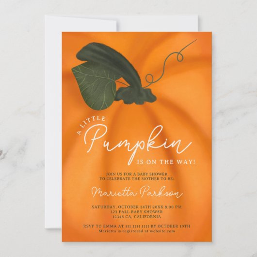 Schattig sinaasappel kleine pompoen herfst baby sh kaart (Voorkant)
