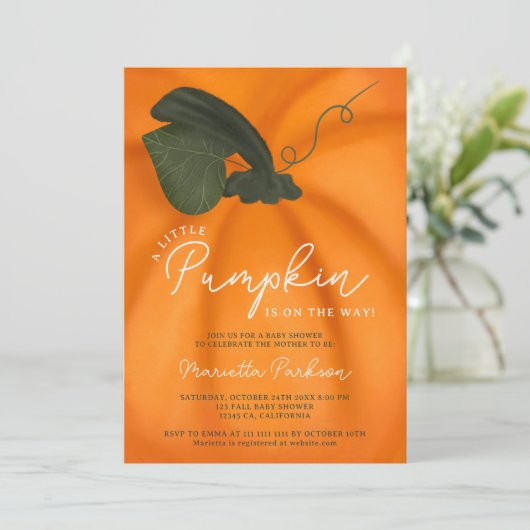 Schattig sinaasappel kleine pompoen herfst baby sh kaart (Staand voorkant)