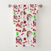 Schattig sjiitisch kerstpatroon met tzu bad handdoek (Insitu)