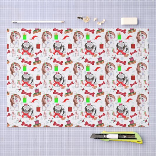 Schattig sjiitisch kerstpatroon met tzu tissuepapier (Craft)