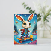 Schattig skateboardkonijn briefkaart (Staand voorkant)