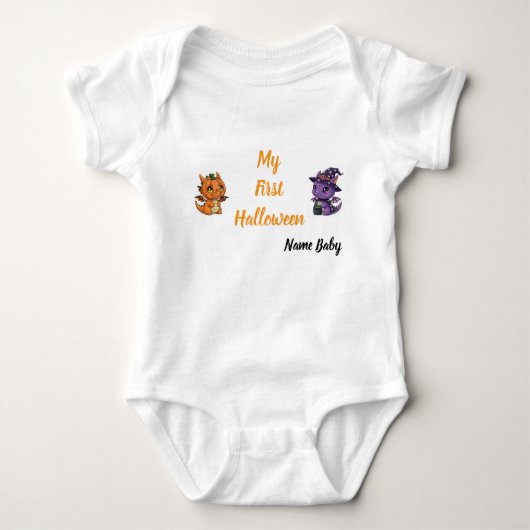 Schattig Skelet Draak Mijn Eerste Halloween Baby Romper (Voorkant)