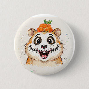 Schattig skelet gezichtsbeschildering hamster Hall Ronde Button 5,7 Cm