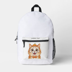 Schattig skelet gezichtsbeschildering oranje kat H Bedrukte Rugzak