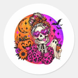 Schattig Skelet Halloween Sticker