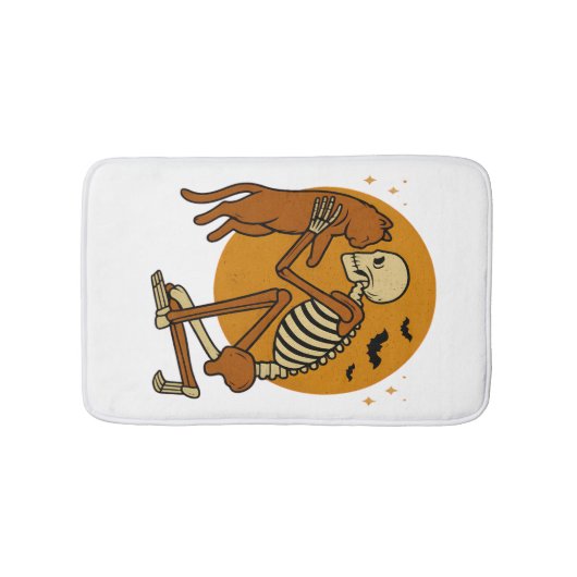 Schattig skelet knuffelt kat gotisch Halloween ont Badmat (Voorkant)