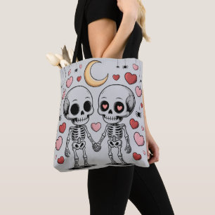 Schattig Skelet Koppel: Griezellige Liefde Grafiek Tote Bag