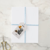 Schattig skelet meisje met pompoen ballonnen  cadeaulabel (Met Touw)