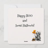 Schattig Skelet Meisje met Pompoen Ballonnen Feestdagenkaart (Achterkant)