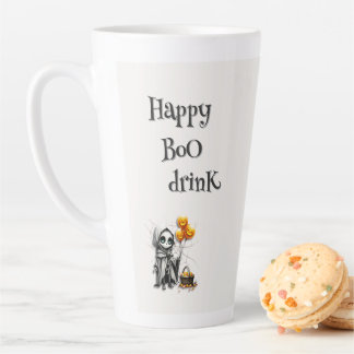 Schattig Skelet Meisje met Pompoen Ballonnen Latte Mok