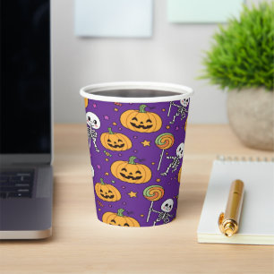 Schattig Skelet Pret Voor Halloween Papieren Bekers