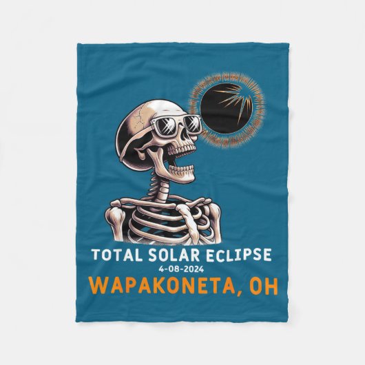 Schattig Skelet Zonsverduistering Wapakoneta Ohio Fleece Deken (Voorkant)