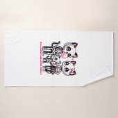 Schattig Skeleton Cat Familie met Bubble Gum Fun H Badhanddoek (Badhanddoek)