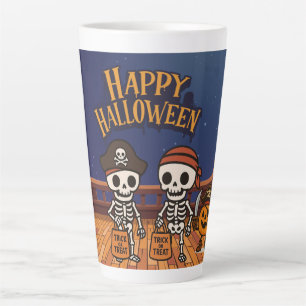 schattig, skeletten en pompoen Halloween Latte Mok