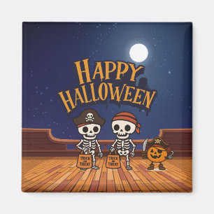 schattig, skeletten en pompoen Halloween Magneet