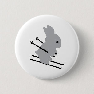 schattig skibunny sneeuwskiën ronde button 5,7 cm