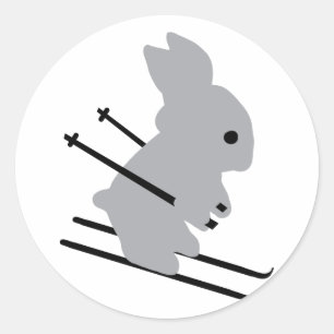 schattig skibunny sneeuwskiën ronde sticker