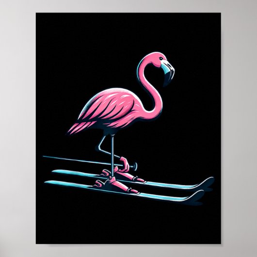 Schattig skiflamingontwerp wintersporten poster (Voorkant)