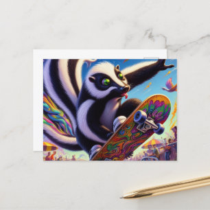 Schattig Skunk Skateboarden Briefkaart