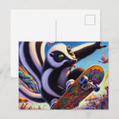 Schattig Skunk Skateboarden Briefkaart (Voorkant / Achterkant)