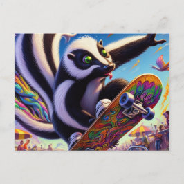 Schattig Skunk Skateboarden Briefkaart