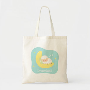 Schattig Slaap Klein Lam op de Maan Voor Kinderen Tote Bag