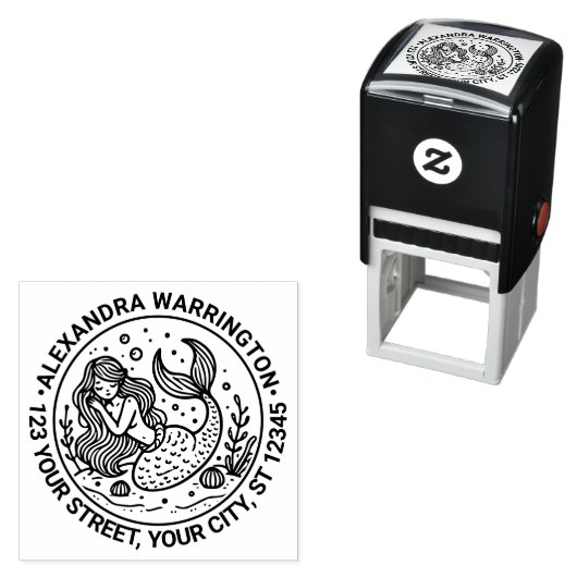 Schattig Slaapmeermin Naam Retouradres Zelfinktende Stempel (In situ)