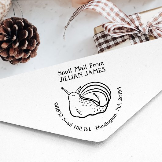 Schattig slakkenpost retouradres rubberstempel