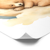 Schattig slapen Beer, kinderkamer Decor, Waterverf Poster (Hoek)