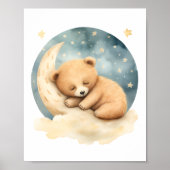 Schattig slapen Beer, kinderkamer Decor, Waterverf Poster (Voorkant)