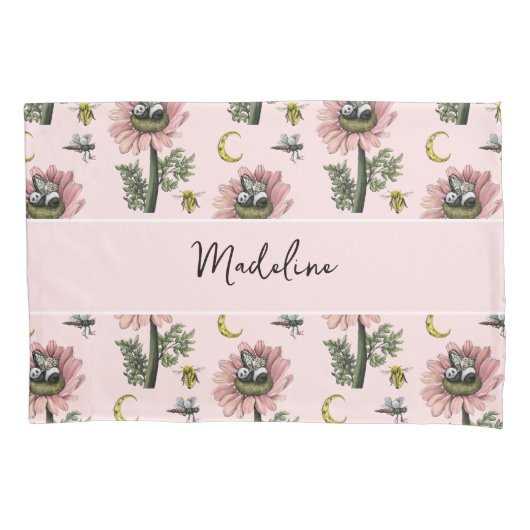 Schattig slapen Panda Beer Fairy bloemenpatroon Kussensloop (Voorkant)