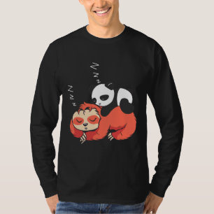 Schattig slapen panda luiaard grappig luie thema t-shirt