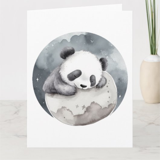 Schattig Slapen Waterverf Baby Panda Kaart (Voorkant)