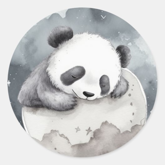 Schattig Slapen Waterverf Baby Panda Ronde Sticker (Voorkant)