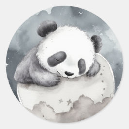 Schattig Slapen Waterverf Baby Panda Ronde Sticker