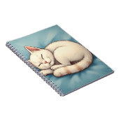 Schattig Slapen Witte Kat Blauw Notitieboek Hoesje (Rechterzijde)