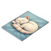 Schattig Slapen Witte Kat Blauw Notitieboek Hoesje (Linkerzijde)