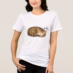 Schattig slapend tabby poesje Tri-Blend shirt