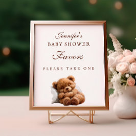 Schattig slapende teddybeer Baby shower begunstigt Poster