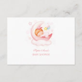 Schattig slaperig meisje over de maan gouden luier informatiekaartje (Achterkant)