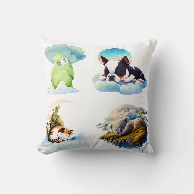 Schattig Sleepy Animals Design - Schattigee en gez Kussen (Voorkant)