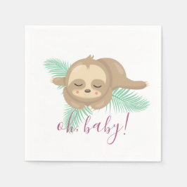 Schattig Sleepy Baby Sloth Oh Baby Baby shower Servet