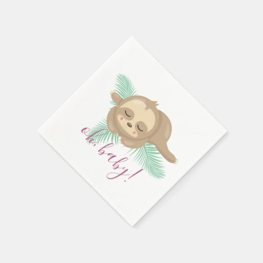 Schattig Sleepy Baby Sloth Oh Baby Baby shower Servet (Hoek)