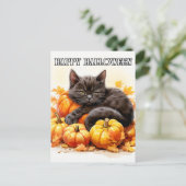 Schattig Sleepy Little Black Kitty Cat Briefkaart (Staand voorkant)