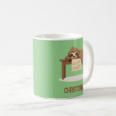 Schattig Sleepy Studeren Luiaard met Kinder Naam Koffiemok (Voorkant rechts)