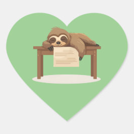 Schattig Sleepy Studeren School Sloth Hart Sticker