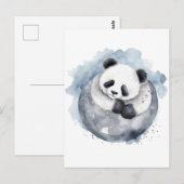 Schattig Sleepy Waterverf Panda Briefkaart (Voorkant / Achterkant)