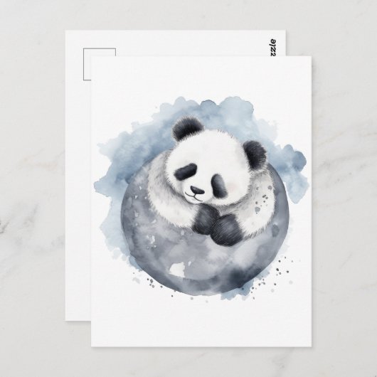 Schattig Sleepy Waterverf Panda Briefkaart (Voorkant / Achterkant)