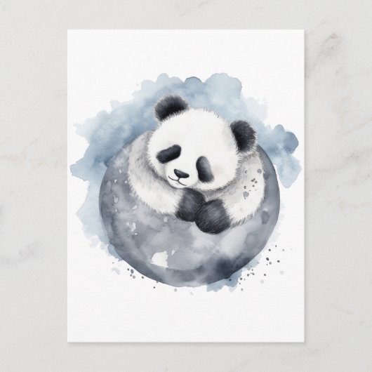 Schattig Sleepy Waterverf Panda Briefkaart (Voorkant)